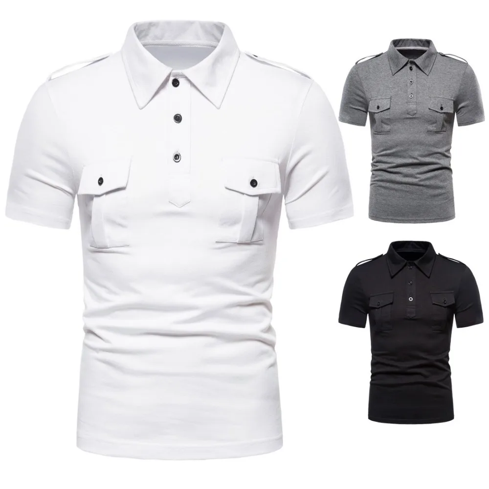 

Men's Lapel Short Sleeve T-Shirt Workwear Half Sleeve Shirt
