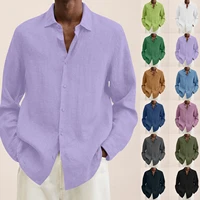 male blouse cotton linen solid plus size loose shirt mens turn down collar long sleeve shirt men clothing camisas masculinas new