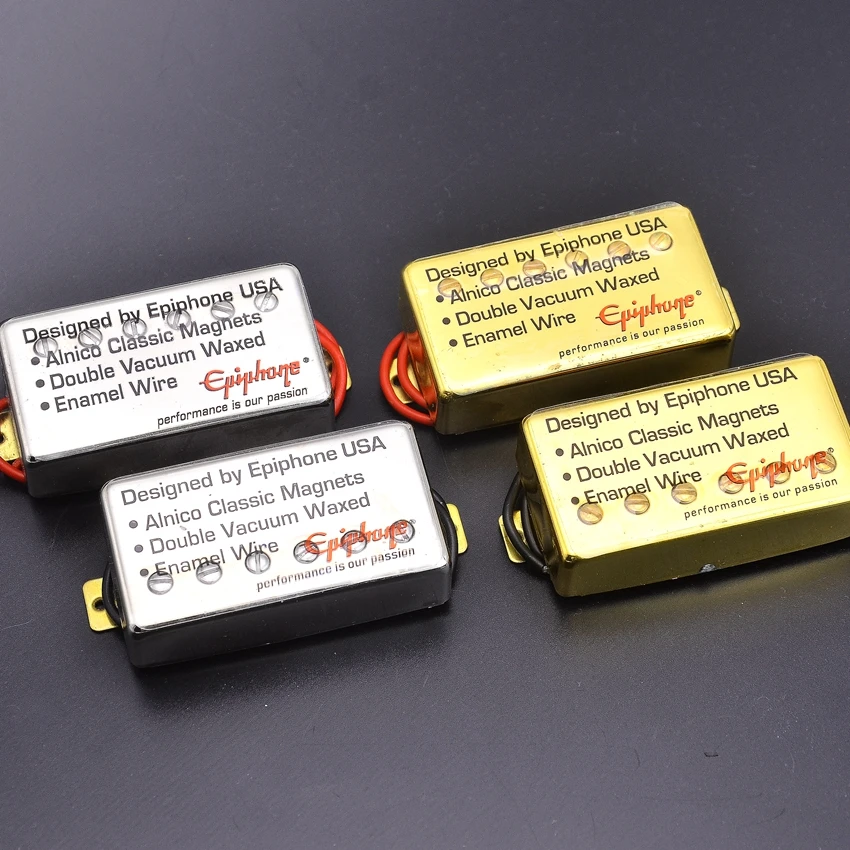 

1 Set Original Genuine Epi Standard Electric Guitar Alnico Humbucker Pickup Nickel / Gold Cover