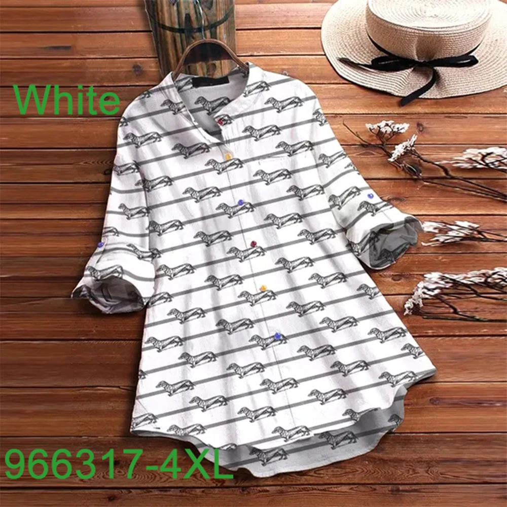 

Fashion 3D DIY Full Printing Non-fading Dachshund Custom Pattern Shirt Female Long Sleeve Blouse Casual Button Shirt