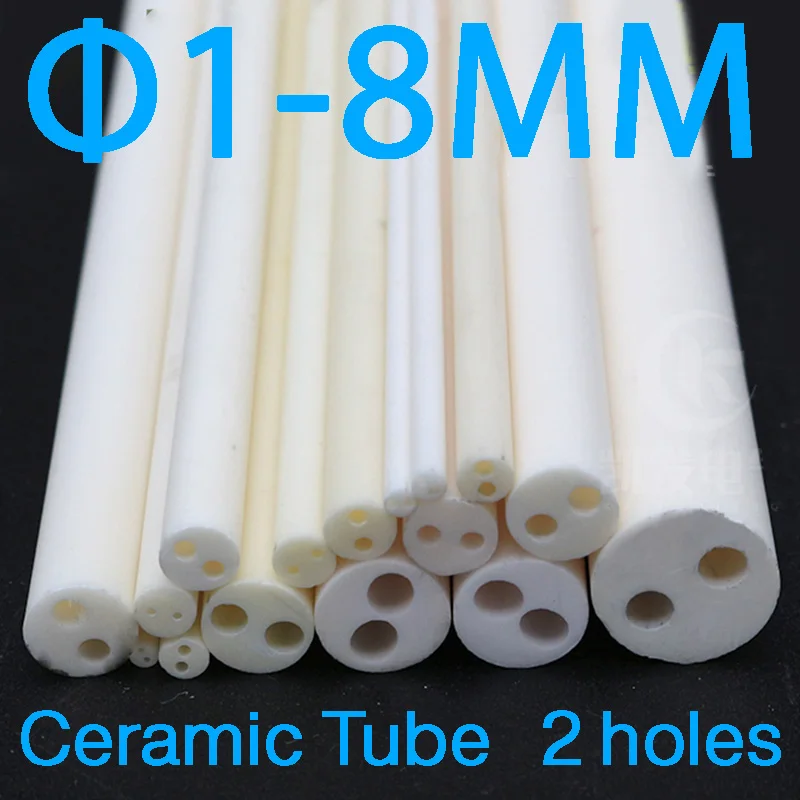 

Alumina Ceramic Tube With 2 Hole OD 1-8mm Insulation Hollow Thermocouple Protection Aluminum Oxide Ceramic Tube Al2O3