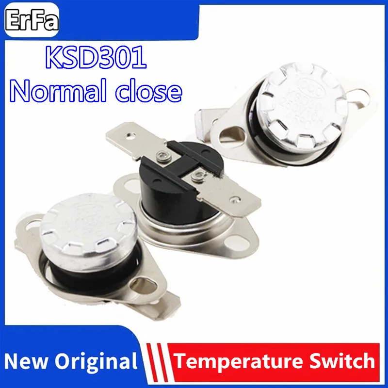Переключатель температуры KSD301 с нормальным закрытием, 10 А, 250 В, термоконтроль 125C, 135C, 145C, 105C, 150C, 0C, 15C, 30C, 45C, 50C, 65C, 75C, 85C, 95C