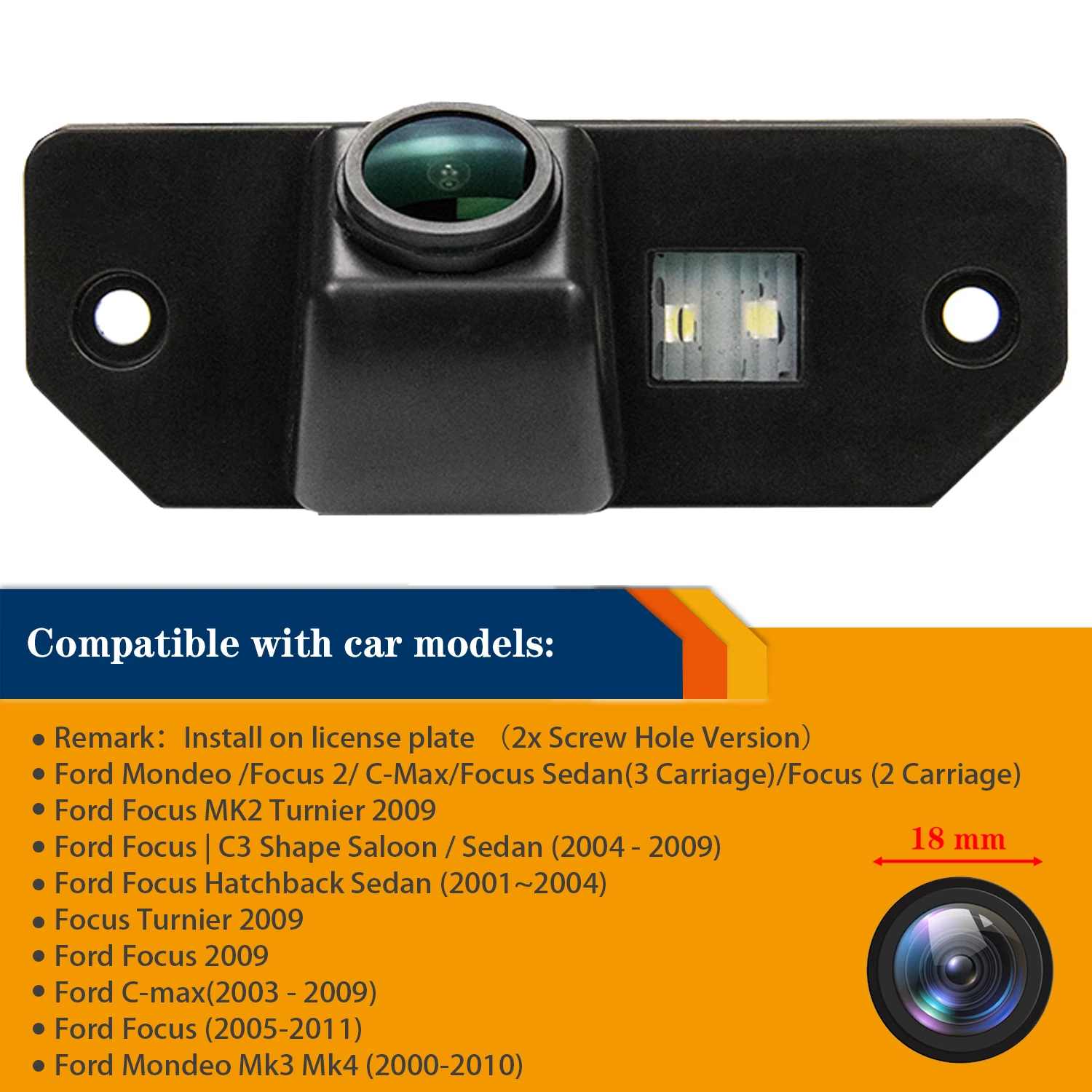 

HD 1280*720P Parking Camera for FORD Focus 3 (3C) sedan Mondeo (2000-2007) C-Max (2007-2009), Reversing Backup Waterproof Camera