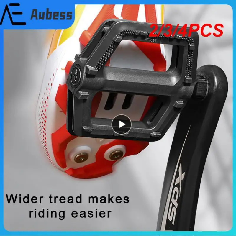 

2/3/4PCS Safer Riding Accessories Widened Reflective Sequins Bicycle Pedals Double-sided Anti-skid Sealed Bearing Pedal Black
