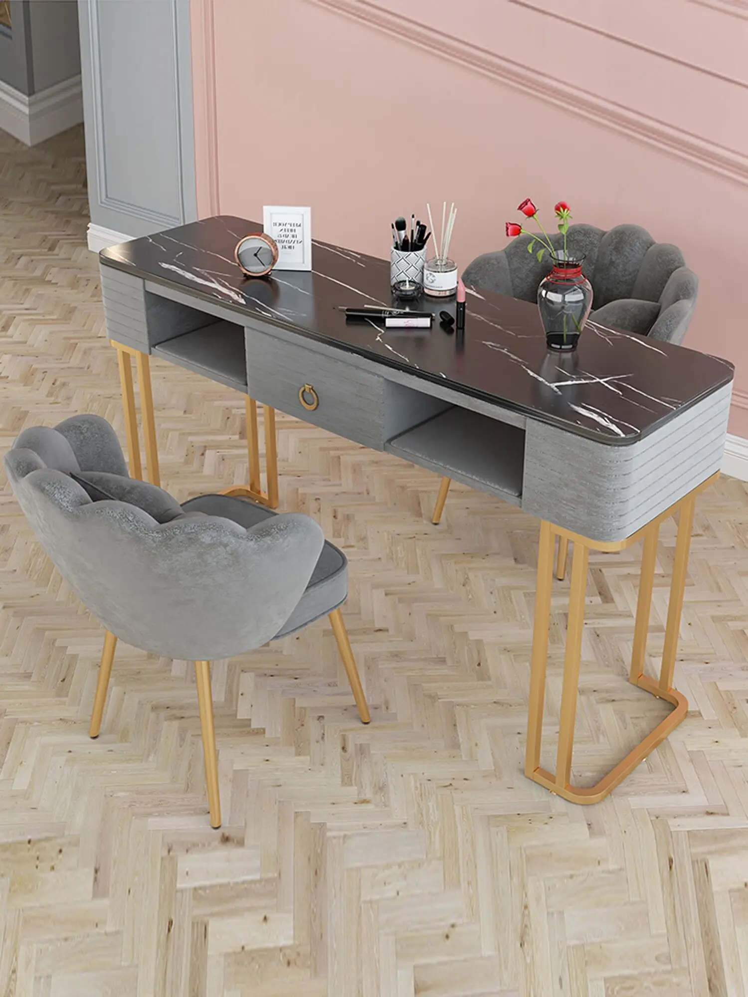 Профессиональный стеклянный Настольный скандинавский туалетный столик