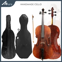 advanced shellac varnish hand carved nice bird eye maple stradi style cello acoustic violonchelo 44 size wbow bag wheeled case