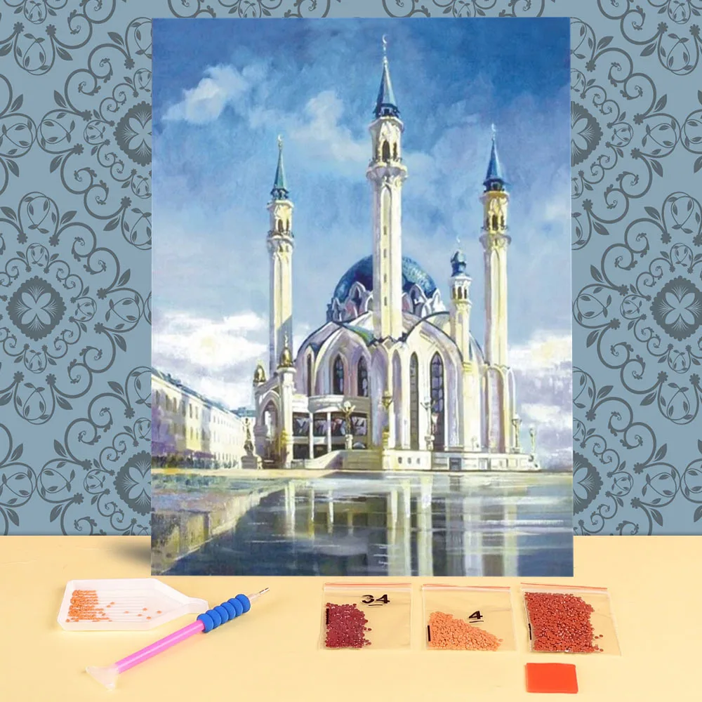 

Алмазная мозаика «сделай сам» в виде мечети, полная Алмазная вышивка, домашний декор, рождественский подарок, креативный подарок для детей