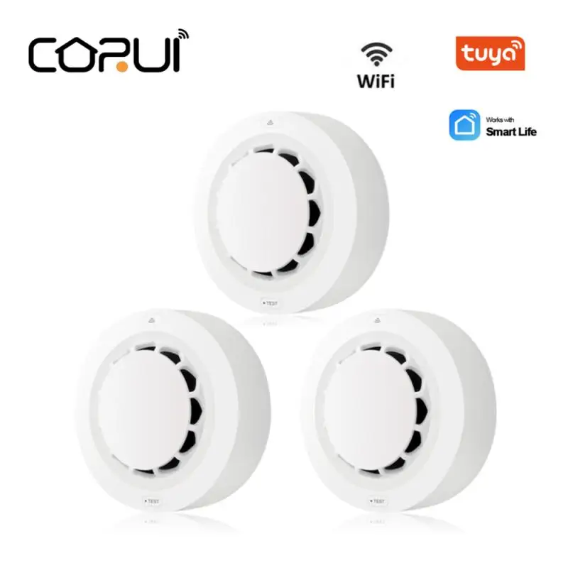

CORUI Tuya WIFI Smart Smoke Fire Alarm Detector Sensor With Battery Operated For Home Security System Smart Life Remote Control