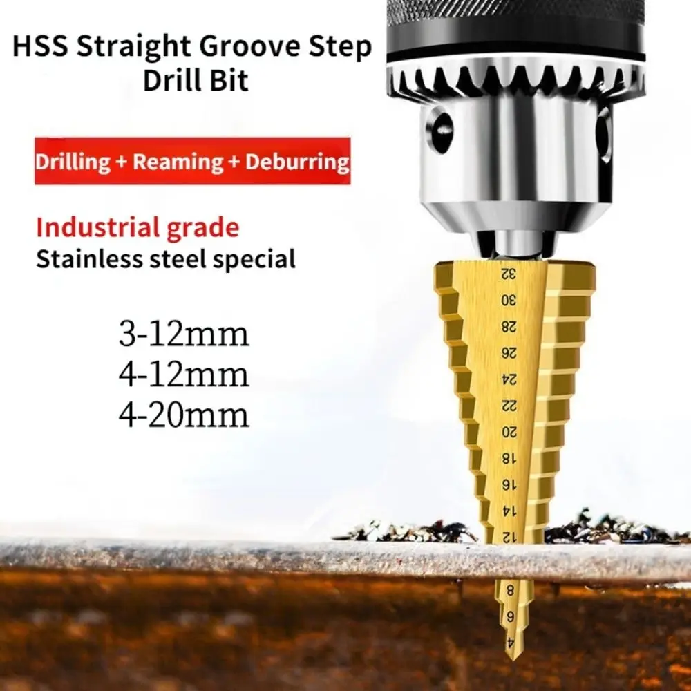

3 Pcs 4-20mm 4-12mm 4-32mm Step Drill Bit Sharpener Metal Drills Bits Set Stage Multifunction Stepped Drilling Conical