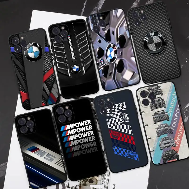 Роскошный чехол для телефона с логотипом автомобиля BMW iPhone 13 11 8 7 6 6S Plus X XS MAX 5 5S SE 2020