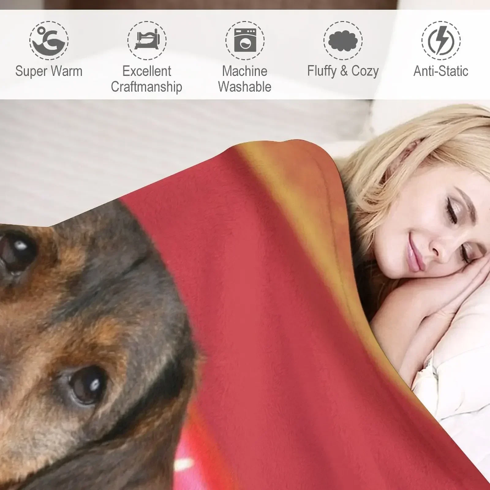 Сладкая проволочно-волосая собака-такса желает с Рождеством плед туристические