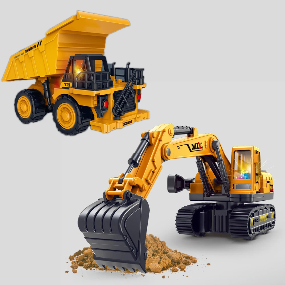 

2in1 Toy Car Sliding Inertial Plastic Construction Model Sound Light Carrying Dump Truck Engineering Vehicle Toys Children's Toy