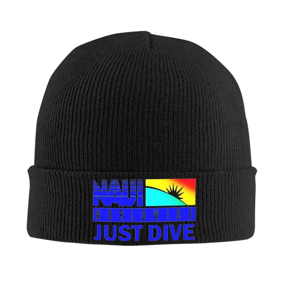 NAUI The Difinition Of Diving Шапки-бини с радужным логотипом Вязаная шапка Хиппи Эластичные