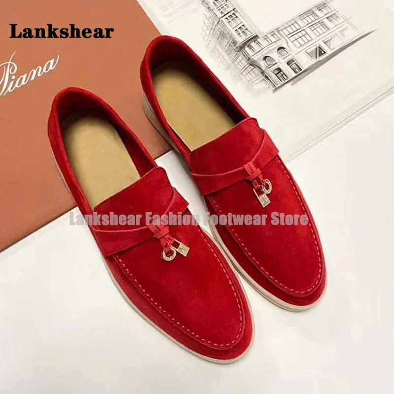 Suede Leather Tassel Pendant Loafers Women Round Toe Slip-On Flat Shoes for Women Casual Brand Shoes Comfort Walk Shoes Mujer