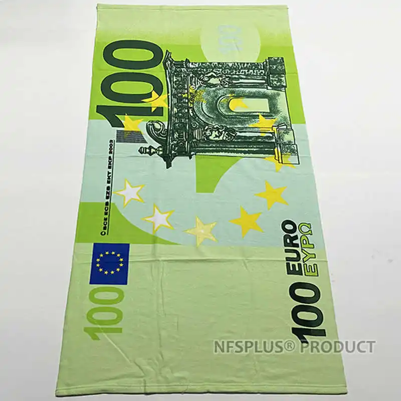 Пляжное полотенце из микрофибры 70x140 см 100 500 евро доллар Флаг США Великобритания