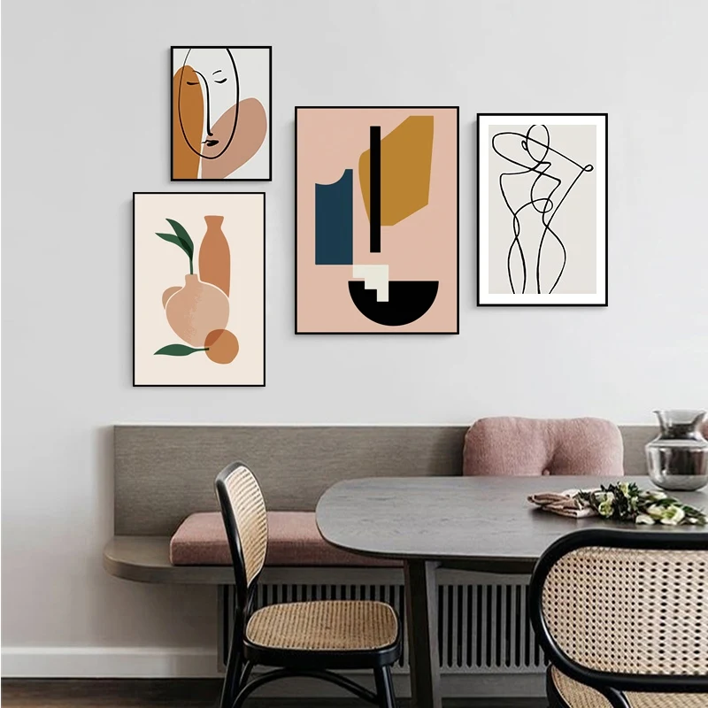 

Ins Style Painting Cartoon Bedroom Decoration Card Morandi Wall Poster Geometric Abstract Poster Painting for Home Decoration