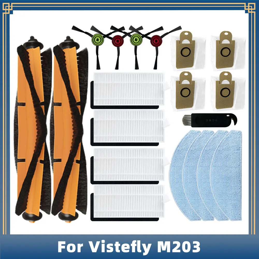 

For Vistefly M203 Robot Vacuum Cleaner Spare Parts Accessories Main Side Brush Hepa Filter Mop Rag Cloth Dust Bag