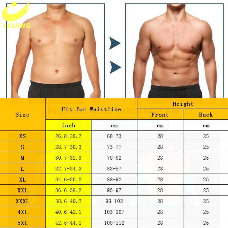 LAZAWG Mens Waist Trainer Male Abdomen Reducer Slimming Belt Body Shaper Bandage Wrap Workout Corset Belly Shapewear Trimmer