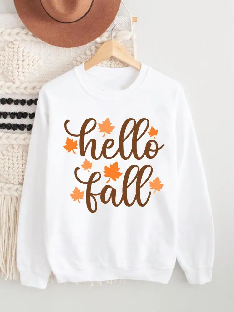 

Women Fall Thanksgiving Halloween Fashion Pullovers Love Letter Style O-neck Lady Autumn Clothing Female Graphic Sweatshirts