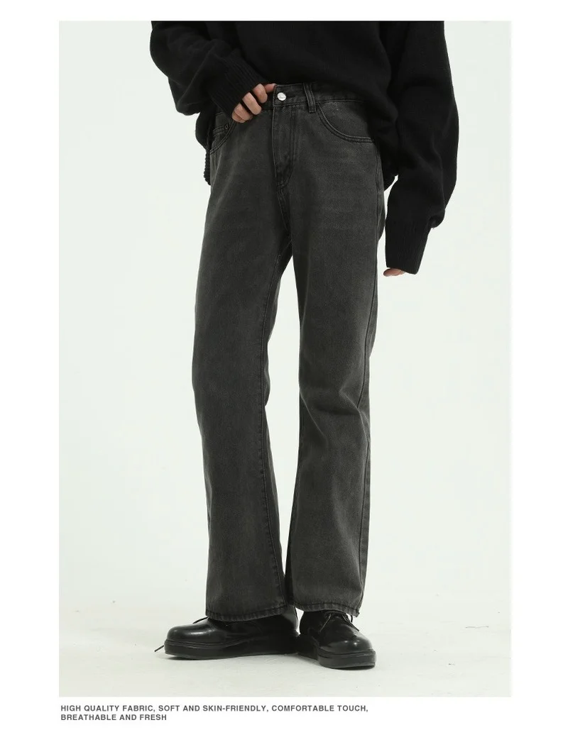 Four Seasons Men's Jeans Three Colors Optional Fashion Casual Flared Pants Men Fashion Street Pants Streetwear Men Ins Hot Sale