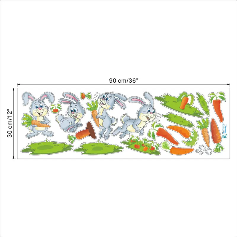 Наклейки на стену с изображением кролика моркови