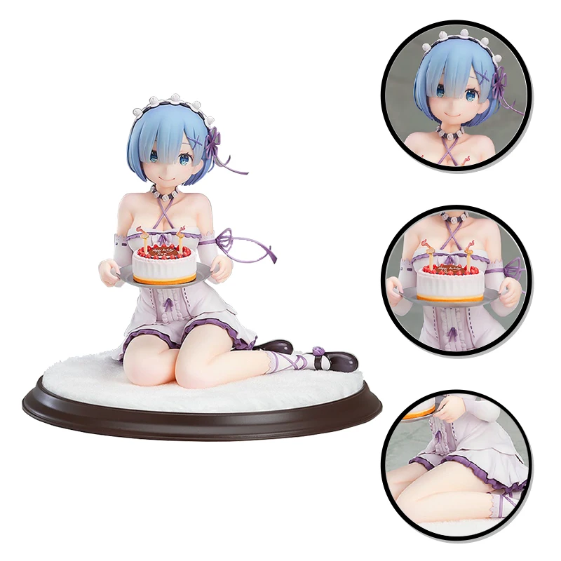 

13CM Re:Life In A Different World From Zero Rem Holding Cake Static FigureToys Kawaii Beautiful Girl PVC Static Stance Ornaments