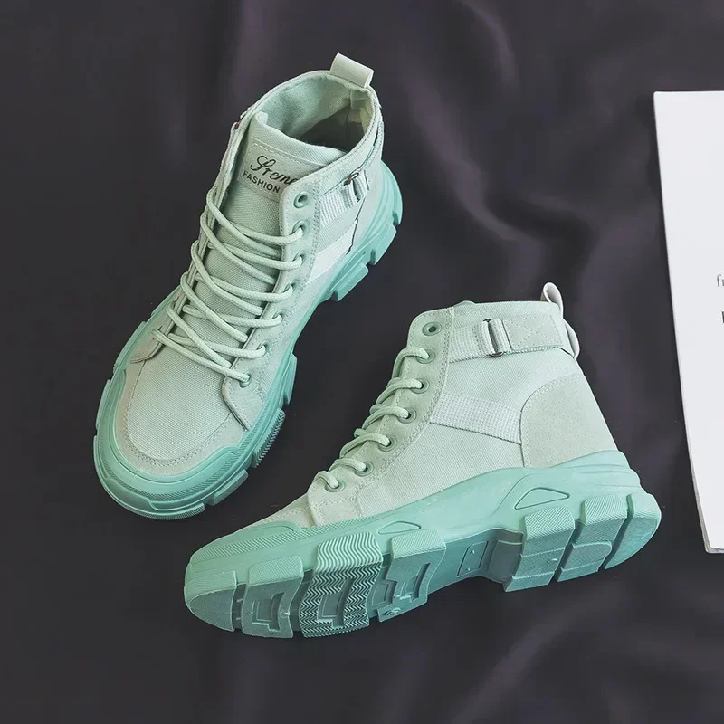 Женские ботильоны на массивной платформе парусиновая обувь женские осенние