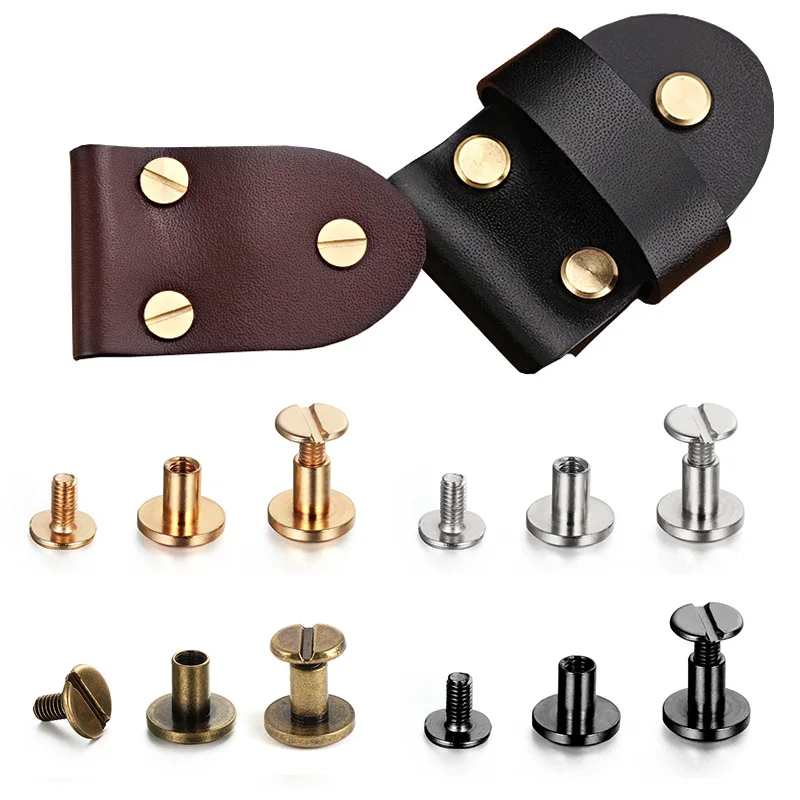 

10Sets Luggage Leather Metal Craft Solid Screw Nail Rivet Double Curved Head Belt Strap Rivets Book Screws 5/6.5/8mm