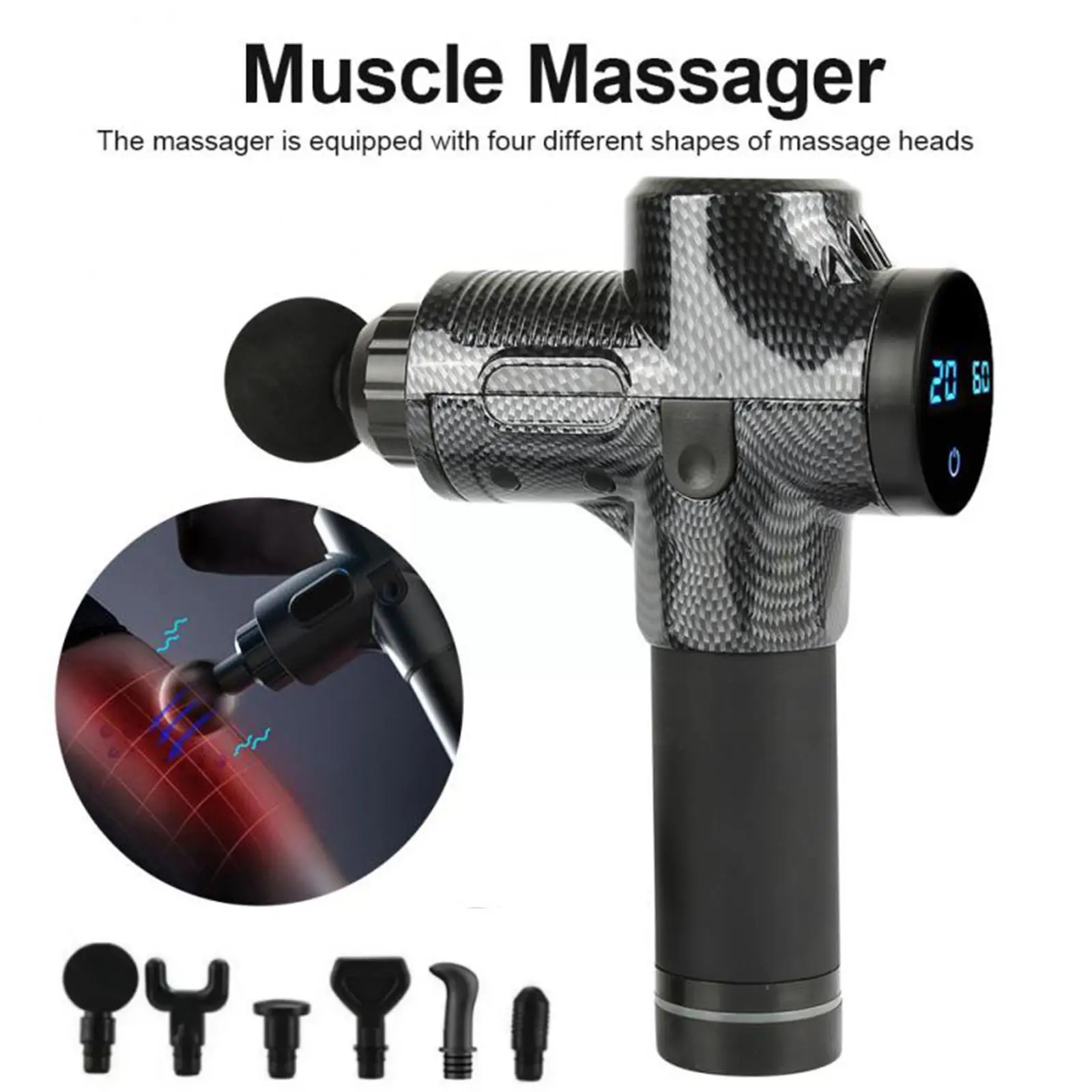 

Массажный пистолет для глубокого массажа тела для облегчения боли в мышцах, упражнений и расслабления, массажер для похудения и придания формы L0R7