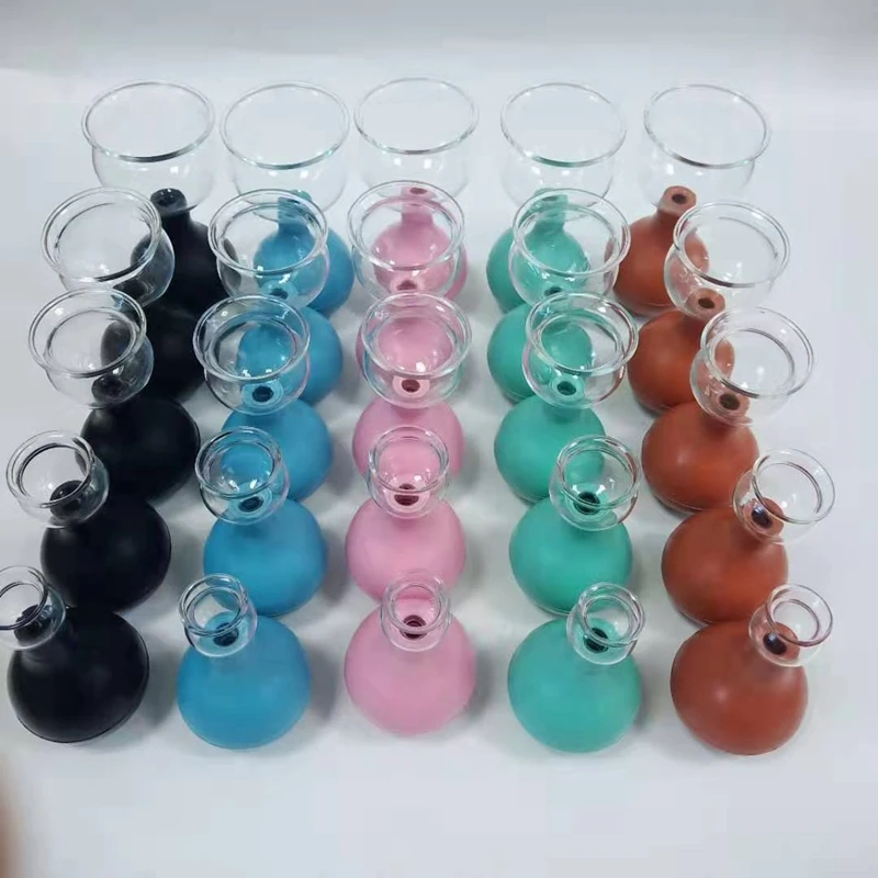 

5 pcs Glass Face Vacuum Cans Suction Cup Health Massage Vacuum Set Rubber Head Glass Anti Cellulite Massage Vacuum Cupping