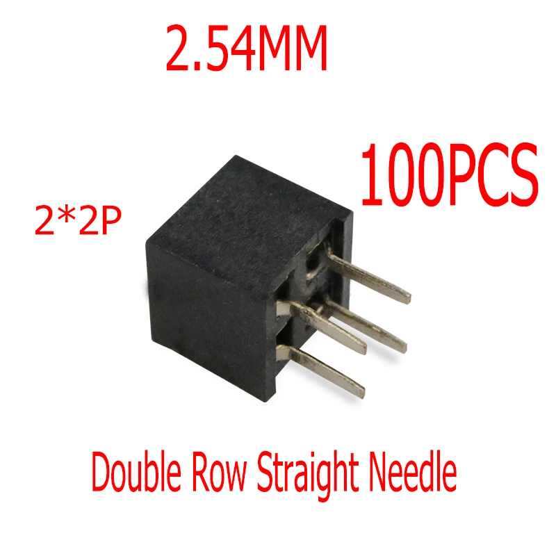 

100 шт. 2,54 мм 2*2P 2-контактный двухрядный гнездовой разъем, разъем для сиденья, разъем для платы для Arduino
