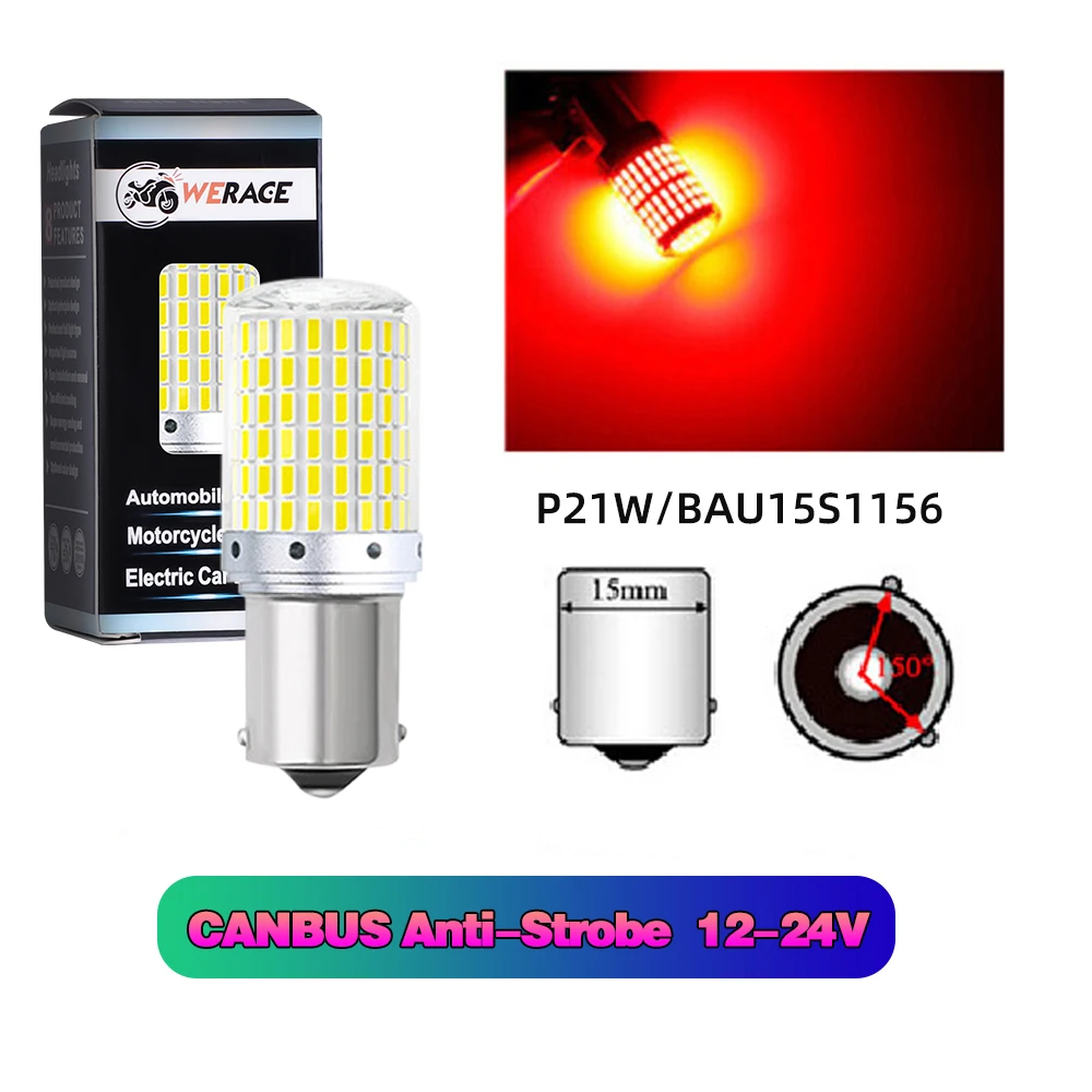 

Автомобисветильник светодиодные лампы 1156 указателей поворота, 12-24 В, 1157 светодиодов, W21W, 7440, P21/BAY15D, T20/W21W, 144SMD, без ошибок, Canbus