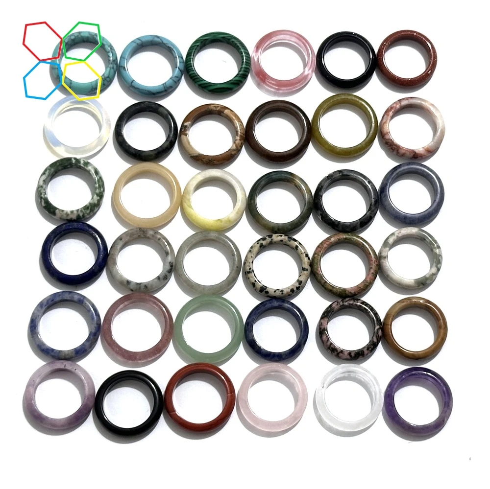Кольца унисекс из натурального камня диаметром 17/18/19/20 6 мм