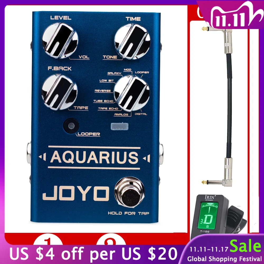 

Цифровая педаль задержки JOYO, функциональный эффект задержки 8, 5 минут записи, педаль для гитары