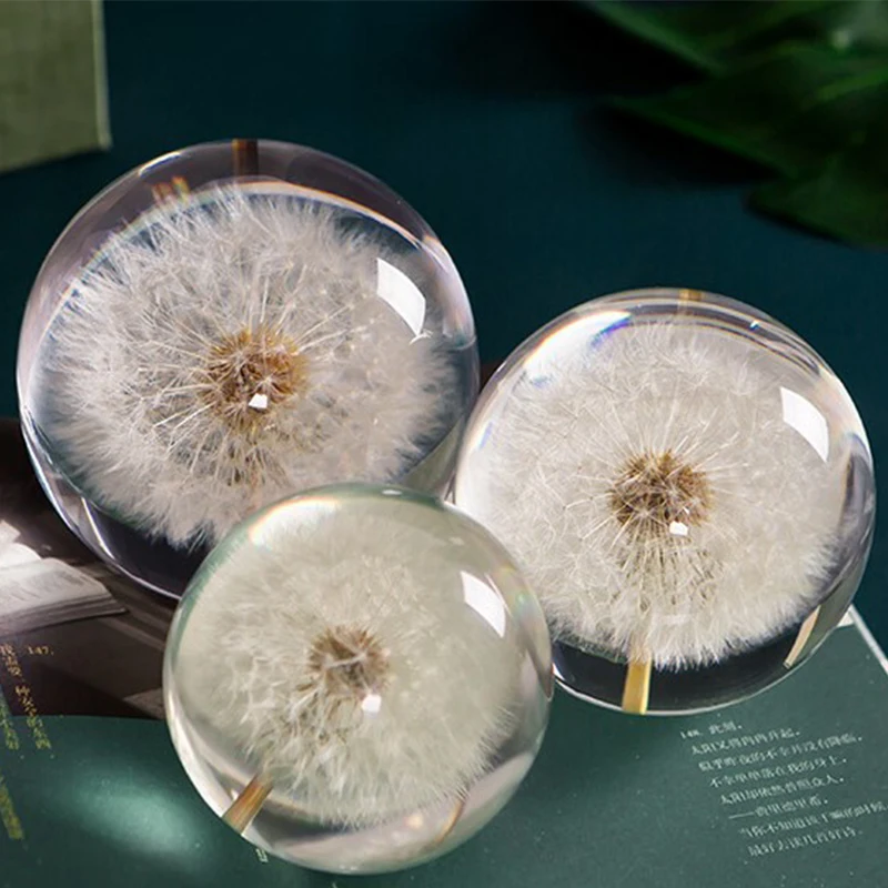 

1PC 7/8/9cm Diameter Dandelion Crystal Ball Crystal Glass Resin Lens Ball For Sphere Photography Decoration Home Decorative ball