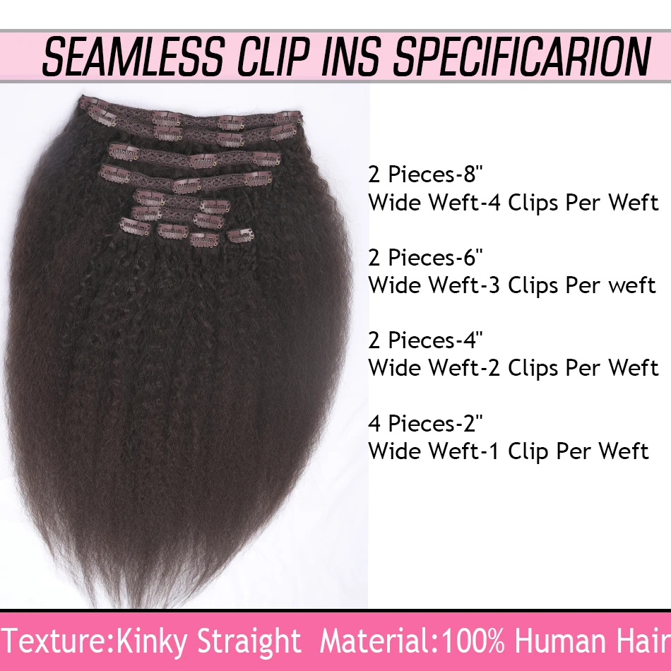 Audelami Kinky Straight Clip In Hair Extensions 100% настоящие человеческие волосы 10 шт./160 г Remy на всю