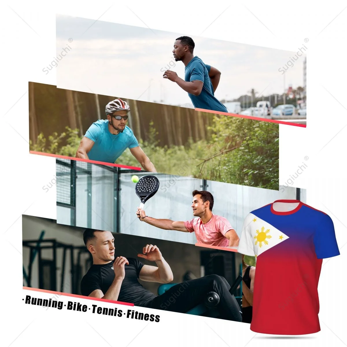 Спортивная Сетчатая футболка с Филиппинским флагом 4 для бега велосипеда футбола