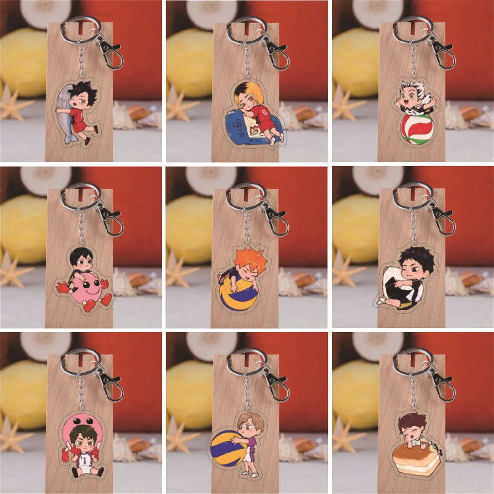 Haikyuu Volleyball Junior Anime Keychain For Women Men Acrylic Zinc Key Holder Jewelry Key Chain Pendants Wholesale