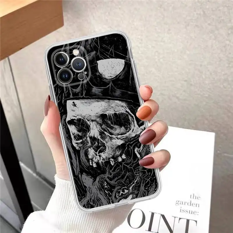 Gothic Fashion Skull Phone Case For iPhone 11 12 13 14 Mini Pro Max XR X XS TPU Clear Case For 8 7 6 Plus SE 2020 images - 6