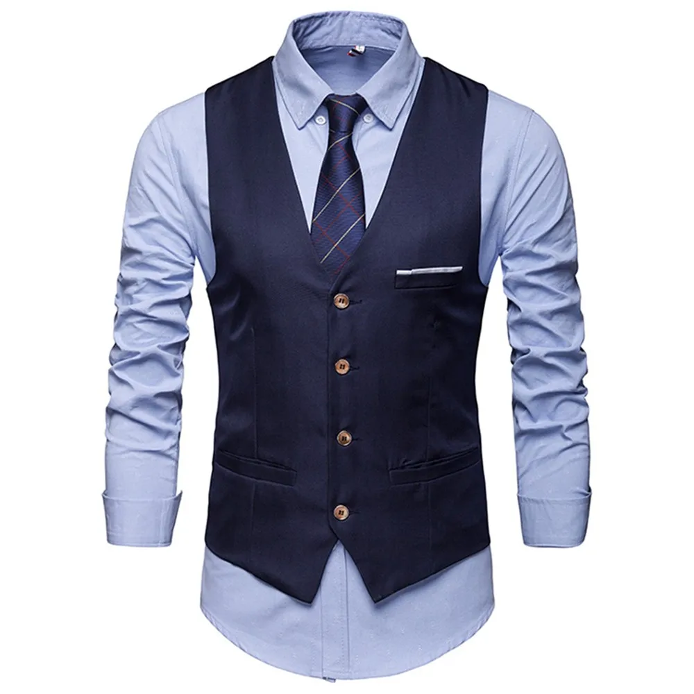 

Formal Vest Office Outwear Party Sleeveless Solid Tops Business Warm Button Winter Coats Work Collarless Comfy