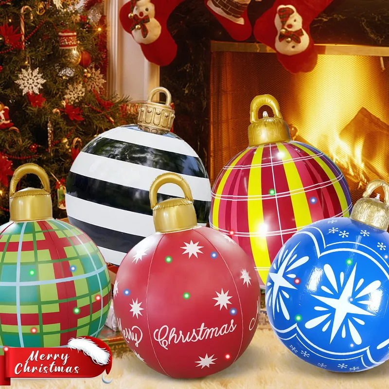 

1pcs 60cm Christmas Decoration Colorful Ballons Outdoor Fun Printing Inflatable Toys Balls Crafts Xmas Ornaments
