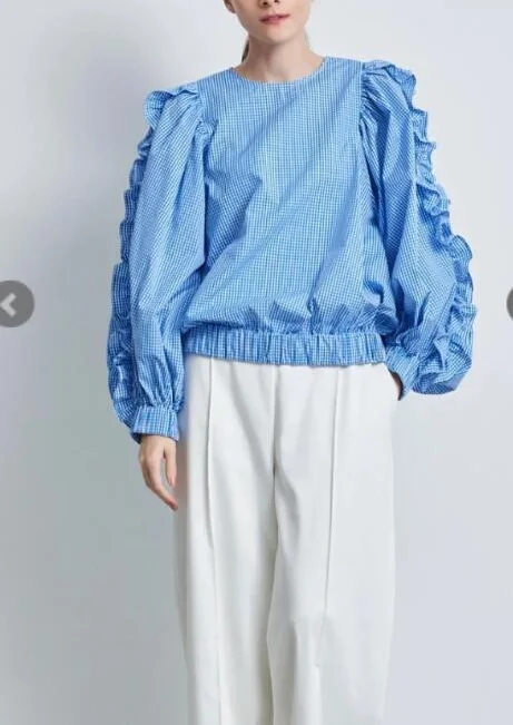 Блузка Женская Офисная с круглым вырезом Свободная Повседневная рубашка в