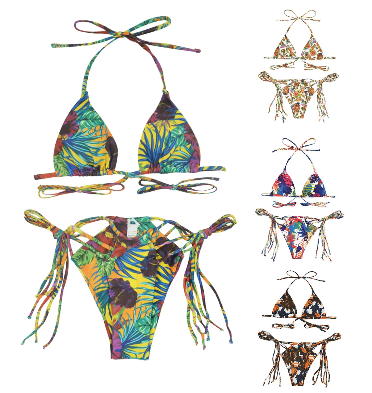 

Женская пикантная маленькая спортивная летняя пляжная одежда в европейском и американском стиле, купальный однотонный купальник, бразильс...