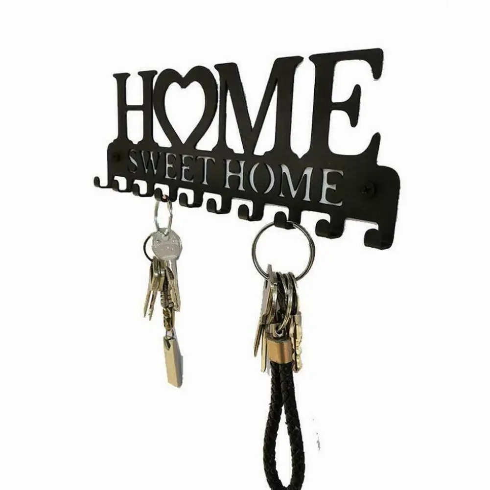 

Iron Wall Mounted Key Holder Retro Wall Hanging Mounted Hooks Storage Holder 10.2x3.5x0.5 Inch Home Living Rome Hook Rack