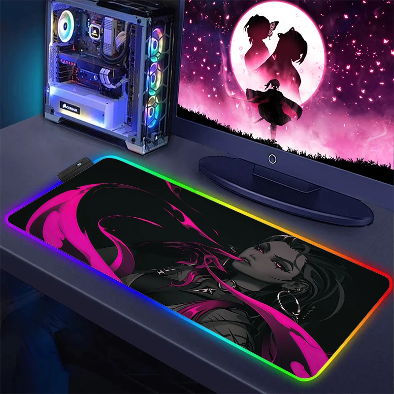 

Gaming Mouse Pad Desk Mat Backlit Carpet Anime Gamer Keyboard Rgb Mats Valorant Mousepad Led Mause Accessories Cabinet Pc Mice