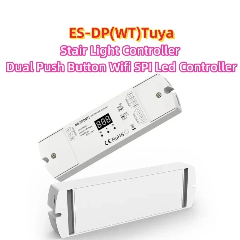 ES-DP (WT) светодиодный контроллер лестничного освещения Tuya Control WiFi SPI двойная кнопка DC5-24V для WS28112812 SK9822 RGBбелый пиксельный светильник (art.: 3920cddab2fc5) - 3920cddab2fc5