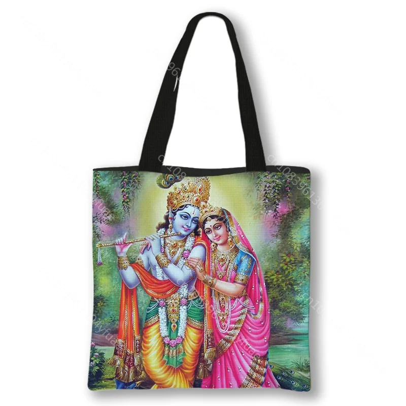 Женская сумка на плечо Nice Radha Krishna Большая вместительная сумка-тоут экологически