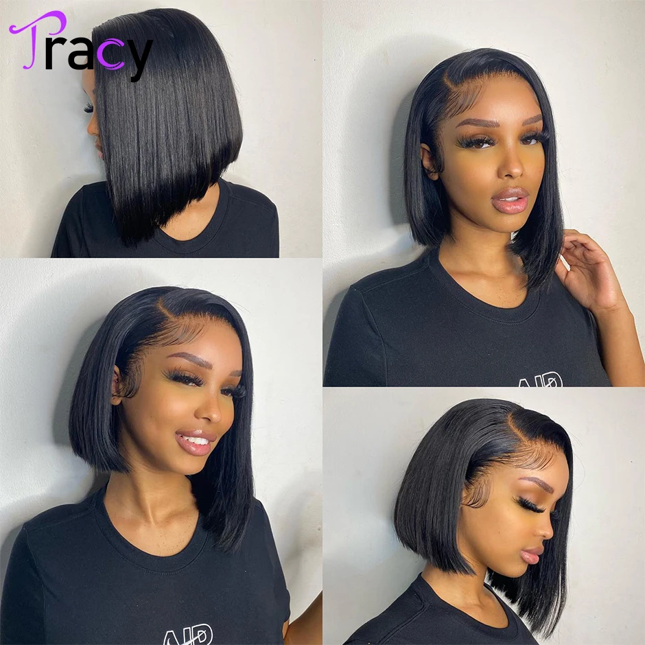 Tracy Hair straight Bob Wigs Human Hair Wigs Transparent Lace Wig PrePlucked With Baby Hair For Women Human Hair enlarge