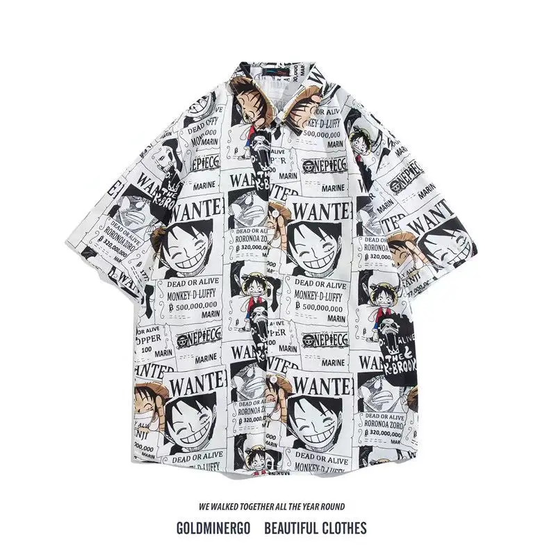 Mens Anime Printed Shirt Button Up Blouse Clothing For Men Women Japanese Harajuku Shirts Casual Girl Oversized Shirt Tops 2023