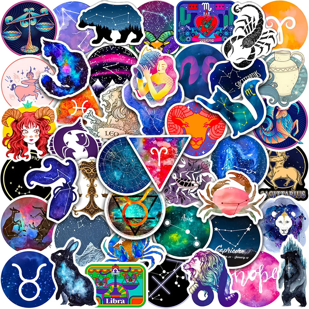 

10/30/50PCS Twelve Constellations Galaxy Cartoon Stickers Decals DIY Fridge Phone Suitcase Laptop Notebook Car Wall Sticker Toy